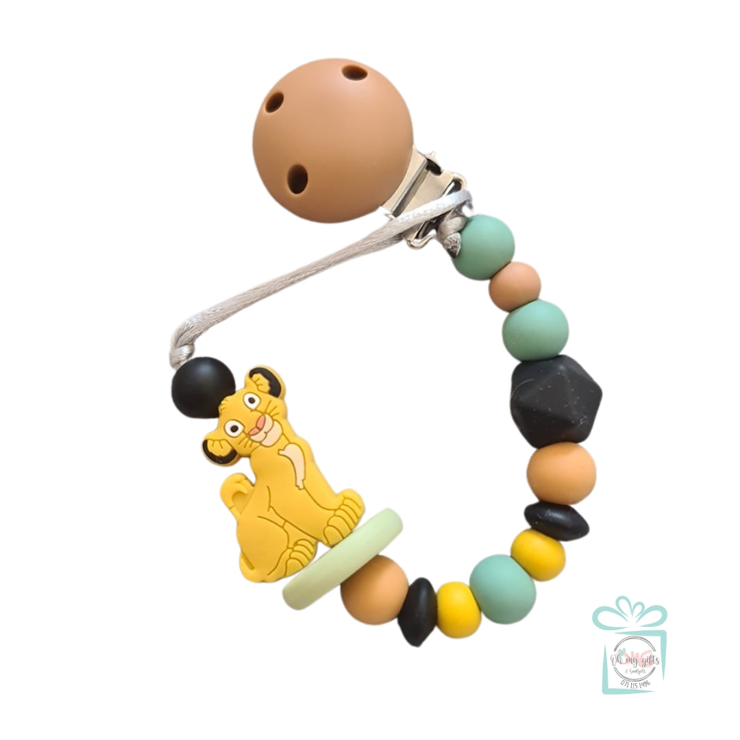 Silicone Beaded Lion King Dummy Clip