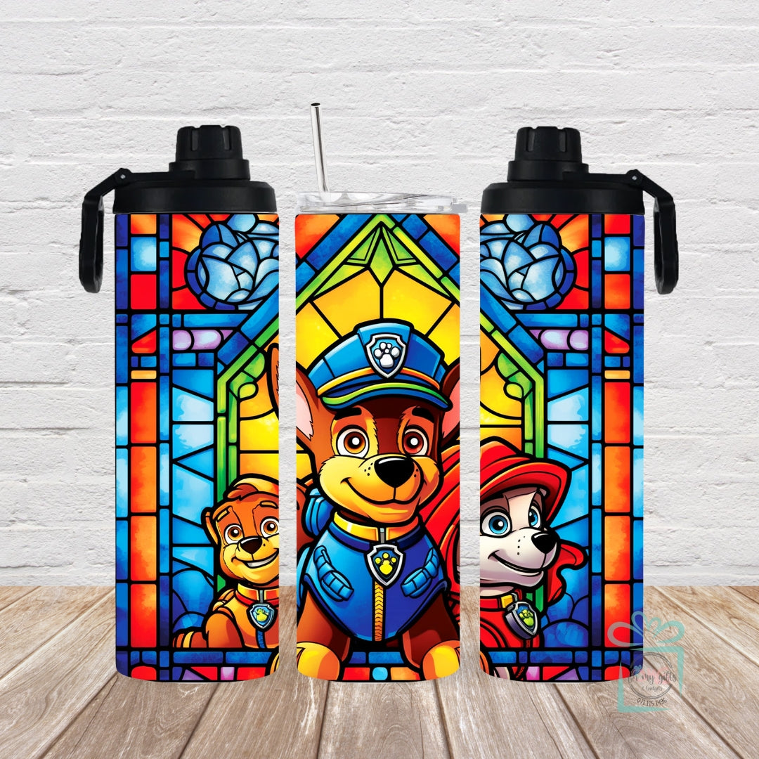 Stainless Steel Water Bottle or Skinny Tumbler - Paw Patrol - Stained Glass