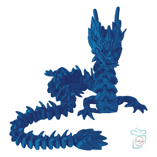 3D Printed Blue Imperial Flexi Dragon (Large)