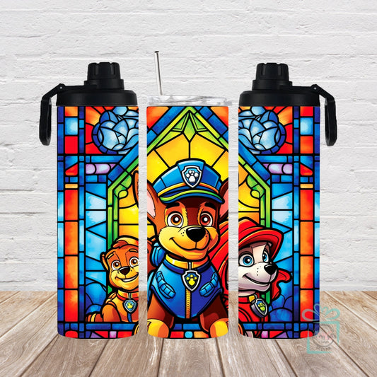 Stainless Steel Water Bottle or Skinny Tumbler - Paw Patrol - Stained Glass