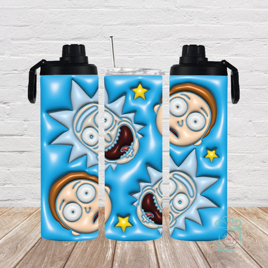 Stainless Steel Water Bottle or Skinny Tumbler - Rick and Morty -3D
